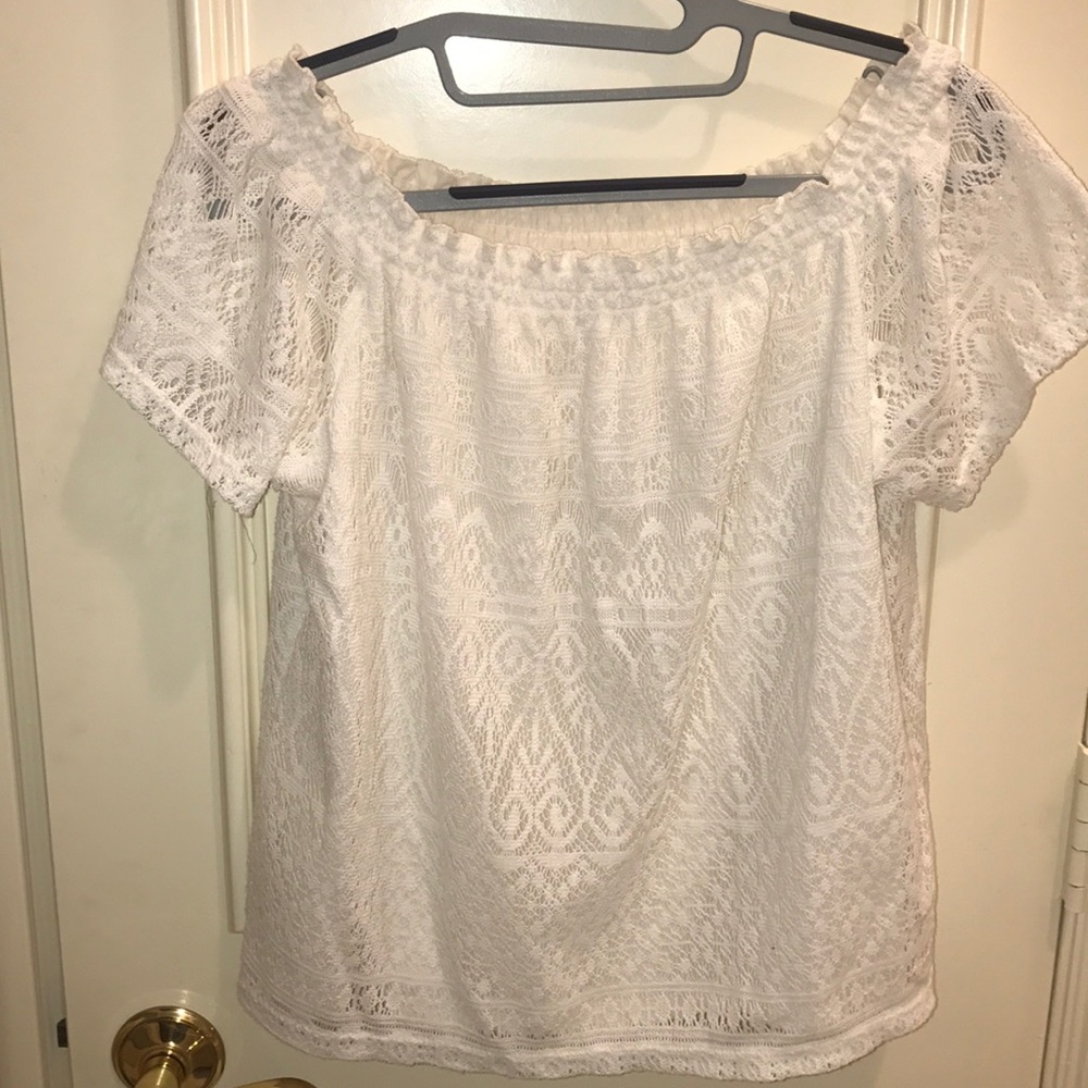 H&M off the shoulder lace cream top
